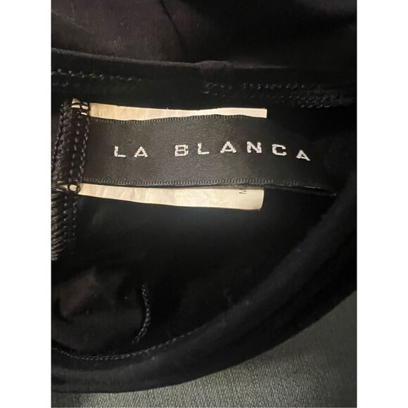 La Blanca One Piece Shirred Front Black Bathing Suit 16 - Picture 4 of 6